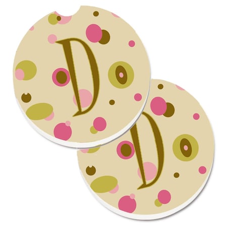 Carolines Treasures Letter D Initial Monogram Tan Dots Set of 2 Cup Holder Car Coaster CJ1004-DCARC